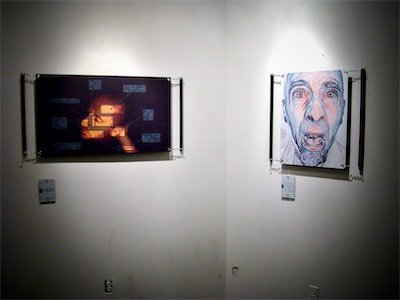 Cult of Ego | Installation Photo — Just a shot here showing presentation against a 90-degree boundary and two walls, giving you an idea of how these things looked hanging up in the gallery.