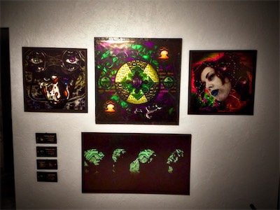 Cult of Ego II | Gallery Photo | Bud's Glass Joint — Straight on shot. Interesting layout I went for. Seems given the dimensions of each piece, it was the only logical way to arrange these. And why not just hang all of the tags in order from left to right, top to bottom, off to the side? Gives you a bit more freedom in how you otherwise hang the show, a skill of which I'm actually pretty proficient at. Doesn't hurt to have lived in a gallery for six or eight years on and off and hung a bunch of shows there.