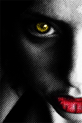 Eyes that Kill — Originally a full face shot. Simple half-toning, coloration, removing color, and intensifying. And then when I cropped it to just get this side shot, it felt intense.