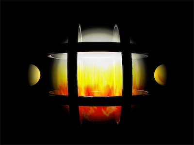 Blinding Light — While the last few were built in Ray Dream Designer. I think this one was built in Bryce 3D. I was trying to use Bryce in a different way than it was usually used. So I captured a sphere of fiery light inside of four toruses, with a sphere at either side. It has a dramatic feel to it. Looks like a space I'd like.