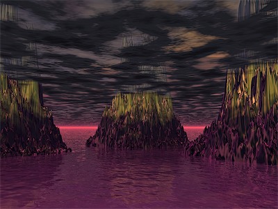 Purple Gold Skytowers — Starting to get the hang of how Brice worked with light and color. The mountains themselves are primarily purple, and the gold is actually from the light of the sun hitting them from above the clouds. I think I was hitting a little bit of a stride at this point.