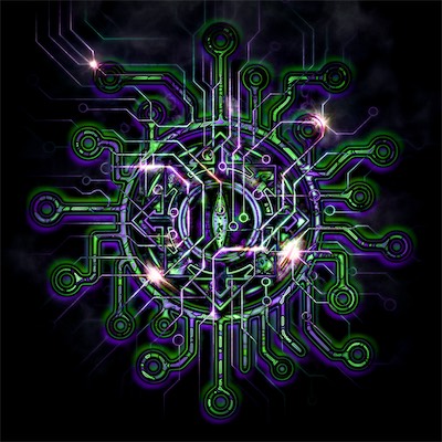 Chaos Circuit Eye | Purple-Green Psychadelic | Circuit Overlay — As I often do, I went in search of some other circuit patterns that might be interesting to use for blending layer effects as overlays. This theme will repeat a few times in this series.