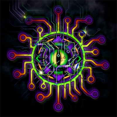 Chaos Circuit Eye | Omega Prime | Circuit Overlay — Using the same circuit overlay from a couple of images back, I updated the color scheme. You'll see the original a little bit later in this series.