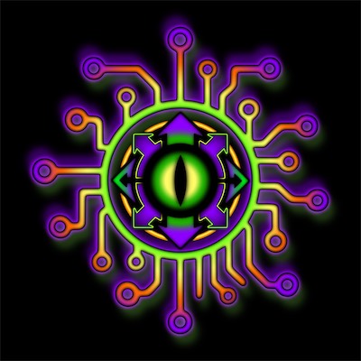 Chaos Circuit Eye | Omega Prime — And here's the base level Omega Prime version that was the source in the last three. I landed on this color scheme over the other one that had a better feel, and I liked how the angled set of arrows had the outline.