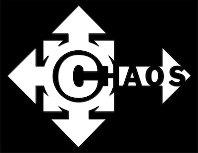 ©haos Logo — In the aughts, along with a couple of other partners, I moved out of the collective living space I was in and started my own gallery and living space. We decided to call it ©haos, as the relationship I was in was the one from a previous gallery, who named her kid Chaos. And I came up with this logo, which I thought was pretty clever.