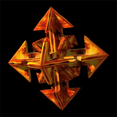 3D Chaos | Fire — A variation on a theme. Scouring the internet to find a good image of fire. It may have been nuclear fire. Not sure. But used it as the texture for the 3D Chaos symbol. This one will make an appearance in the next gallery as well, along with the next one.