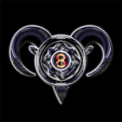 Pan's Chaos | Chrome 8 - 01 — Another version using the 8, the rest of the logo having a kind of purple tinge to the chrome. We get another variation. Lots of glow in this one as well.