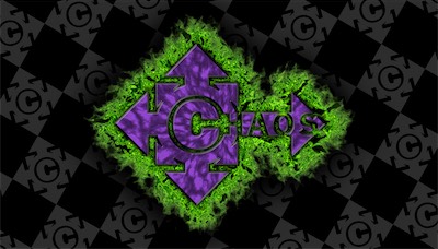 ©haos Logo | Purple Corona-BC — As we were treating the gallery like a business, to some degree, I created business cards, and this was one of two that I was considering for myself. I don't actually remember which one I went with. But in one of the earlier times when I started doing a chaos field in the background, this time using the logo for the gallery.