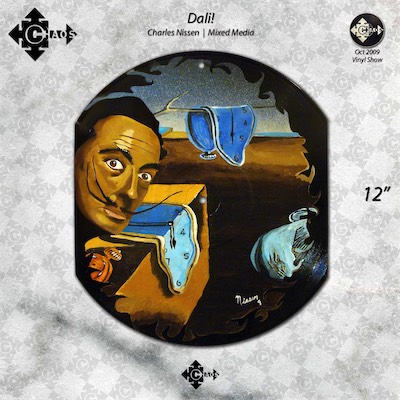Dali! — Piece by Charles Nissen, Mixed Media. Part of the vinyl show, Chaos Gallery, shown in 2009 as a group show that I composed and put together. Charles also had his own solo show at Chaos Gallery during the year that we had it open.