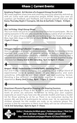 ©haos 2nd Ad Back — Our second ad, same design. Check out the events on these if you like. Get an interesting idea of the kinds of things we did.