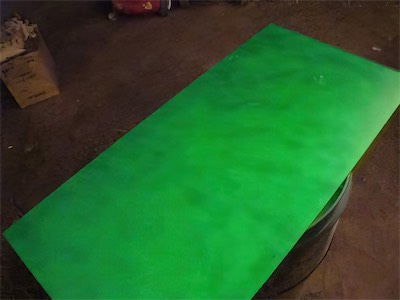 ©haos Gallery Sign — And here is the treatment necessary for the back in order to accomplish the goal. The thing I was going for with this one was having black lights inside of the enclosure. And what you're seeing there is basically glow-in-the-dark paint or fluorescent paint. On the inside would be a black light constantly illuminating it for anyone who was out to the street to be able to see it as a sign for the gallery / artspace.