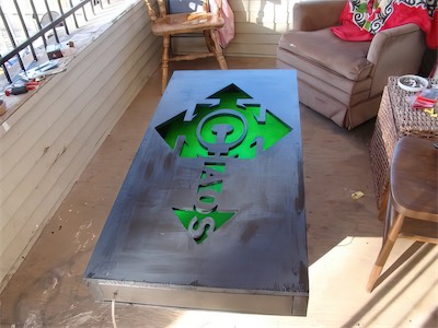 ©haos Gallery Sign — A little perspective angle there for it. And what looks like a cord going into the side, so maybe I remembered wrong and the holes that I created in the top and bottom are just for changing out the light bulb. I really don't remember. Whatever works.