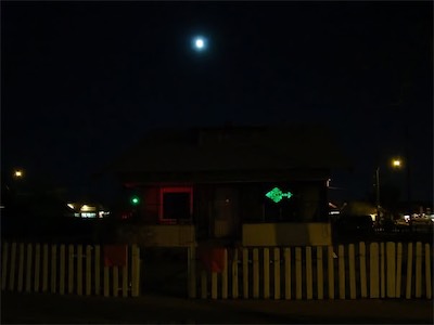 ©haos Gallery Sign — An obligatory nighttime shot, in order to give a bit of an understanding of how well it could be seen from a distance. Here would be probably halfway in the middle of the street, so about right about where a driver would be seeing it from.