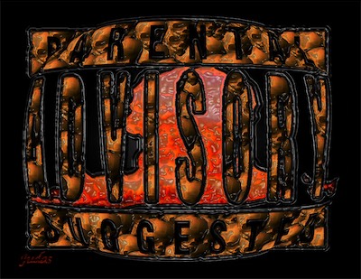 Parental Advisory | Nuke Skulls — The idea that imagery or sound, music, could be something censorable, I found fascinating and offensive. And so I took that 'Parental Advisory Suggested' label, spherized it, added a nuclear bomb, and put skulls all over it.