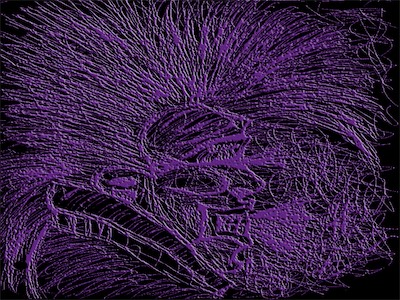 judas head — And one other illustrations that I came up with, originally pen on lined paper, I believe, brought into Photoshop, the background knocked out, and a slight bevel and emboss added to the lines that remained, with a purple tint to it. Never my main skill set, but I thought it worth keeping.