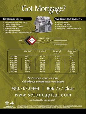 Seton Capital — Building an ad for a company that wasn't selling homes, but was helping with mortgages, gave me a different kind of artistic freedom. Organizing data, more like traditional layout. I think this came out relatively well.