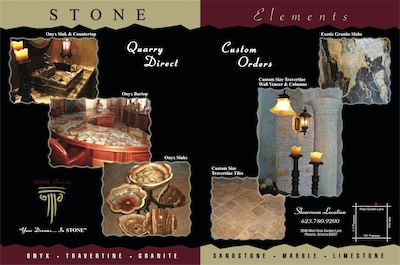 Stone Elements — Now this one I like a lot. More artistic, simpler, kind of a rustic feel, but also elegant. Nice photos. Minimal. And a two-page spread. I think this one came out nice.