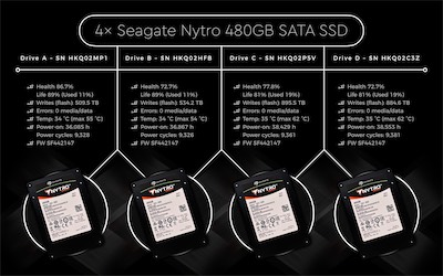 Seagate Nytro 480 | FB Marketplace Listing — So I created these graphics to add to my Facebook Marketplace listing for some SSDs I was getting rid of. Is this professional work? Well, I was certainly trying to look a lot more slick than anyone else who was selling stuff, and add a lot more information than I see on almost any other marketplace listing. These sold, so it worked.