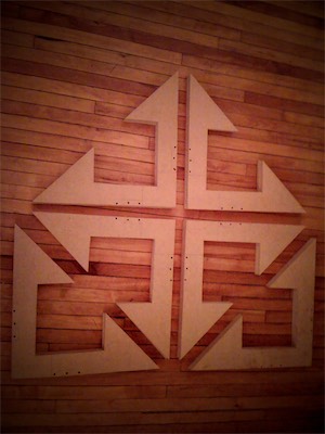 Chaos Sculpture II | Unfinished 3 — I think the point in me doing this particular layout was to show how that same original cut then gets laid out as the arrows of the chaos symbol. Trying to show how I took quite a while to design and figure out how to make the cuts that efficient.