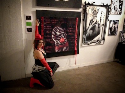 Transparency — She's a strange one. I'm not sure what her pose is supposed to be exactly. But, whatever reason, this is her peacocking to a pretty massive piece of her being shown in public. Keep in mind that this and the tolerance piece are both four foot by four foot, and they weigh a shit ton too.
