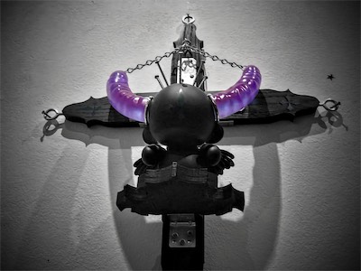 Sacred the Munny — Dramatic upshot angle. Not sure how much it does for the presence, but it's cool to see, at least to get the build of the sculpture from a different angle, see how the different pieces are attached to the cross.