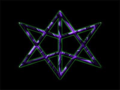 Double Pentagram | Purple-Green — The only version of this that I had from way back in the day when I originally created this with it by itself was way too shitty to even bother trying to upscale. So I actually built this one while putting together this website. I really like the way that this symbol is confusing. I think this is partially what led to me making the version of it coming up in the next images that's in 3D, and why I integrated it into my first main personal logo.