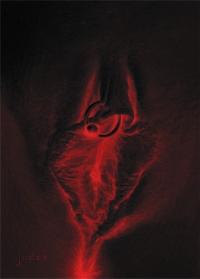 Kitty | Red-Black — A bit more obvious? Maybe. Certainly adds a bit of temperature to it. Perhaps implying body heat? Thermal? A color inversion. Still kind of obscured though. Still fascinating. Or maybe you find it gross, I don't know.