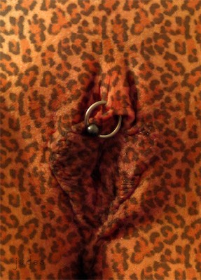 Kitty | Cheeta — And now, a mammalian animal print on a human genital. Does this expose it more? Does it make it more animalistic, primal, sexual? Or is it still just artistic? I don't know, but I think it looks kinda neat.